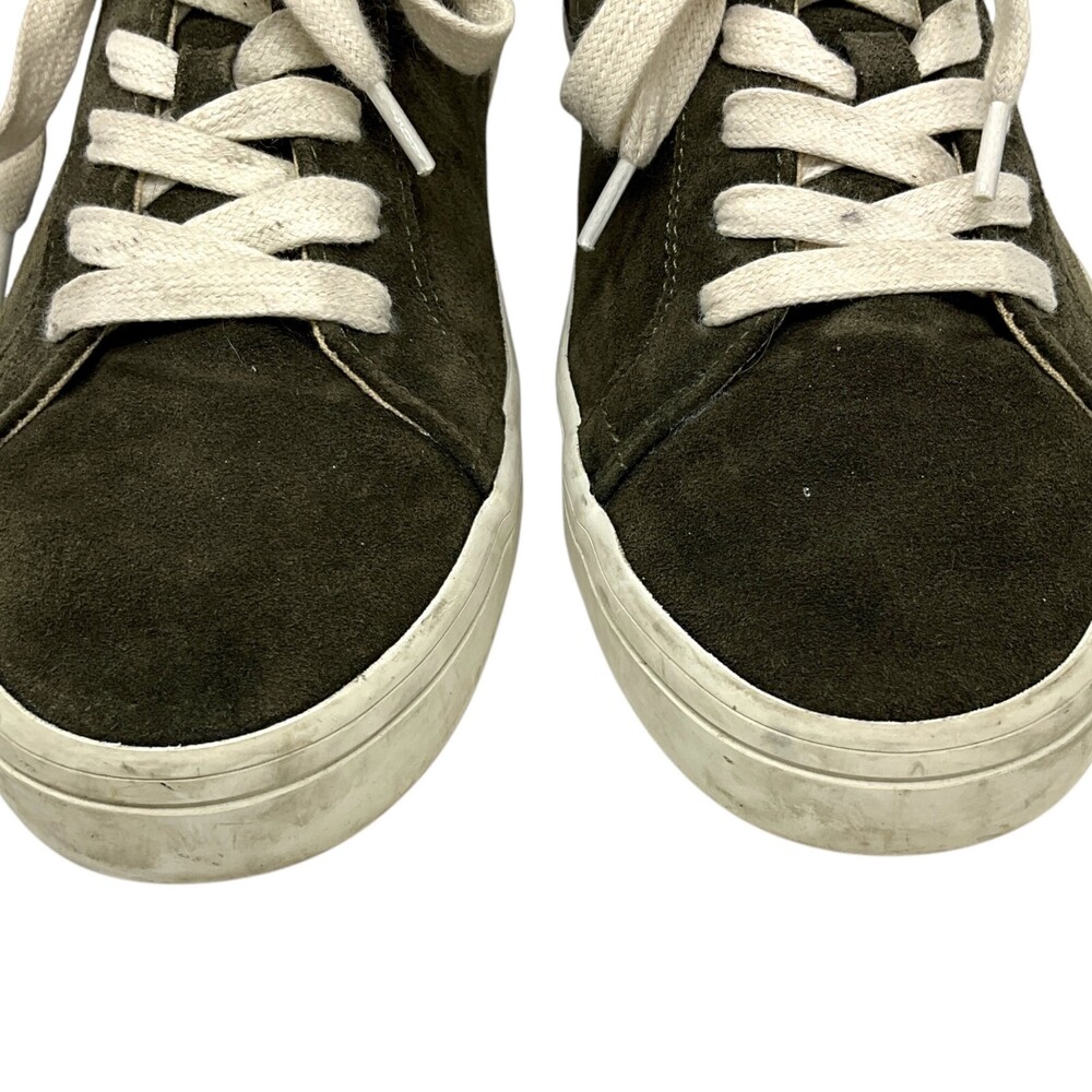 Frye Size 8.5 Kerry Sneakers Dark Green Suede Low Top White Laces Women's - Picture 3 of 16